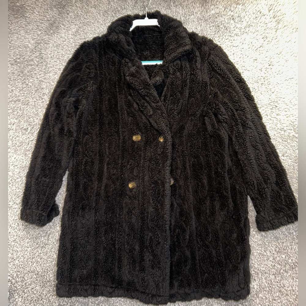 Cozy Black Cable Knit Coat